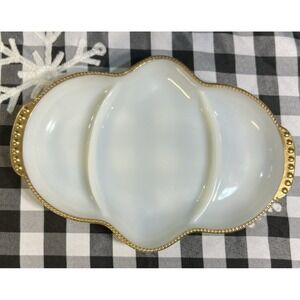 VTG Fire King Oven‎ Ware With Dividers and Gold Rim 11" Length (2120)